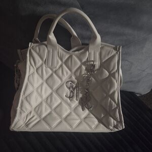 Steve Madden White Quilted Tote